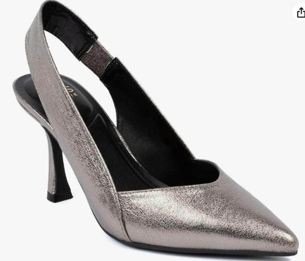 Jones New York JNY-MODAN Shoes Women's Size 11M Silver Slingback Pointed Heels